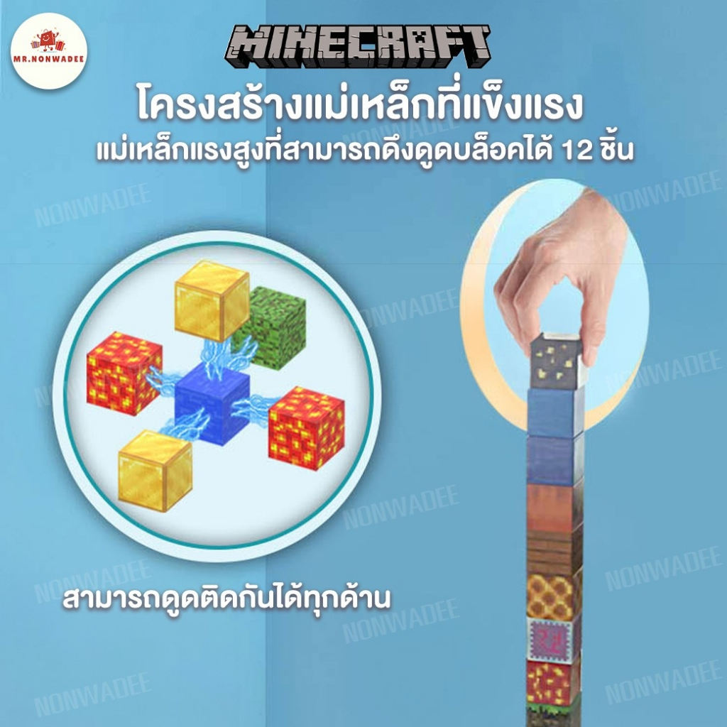 [แฟนมายคราฟต้องมี] ชุดของเล่น Minecraft Magnetic Cube บล็อกสี่เหลี่ยม ...