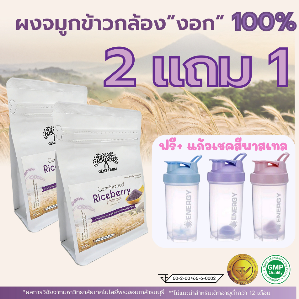 ส่งด่วน จมูกข้าวกล้องงอกไรซ์เบอรรี่บดผง ตรา GEMS Farm Rice Berry ...