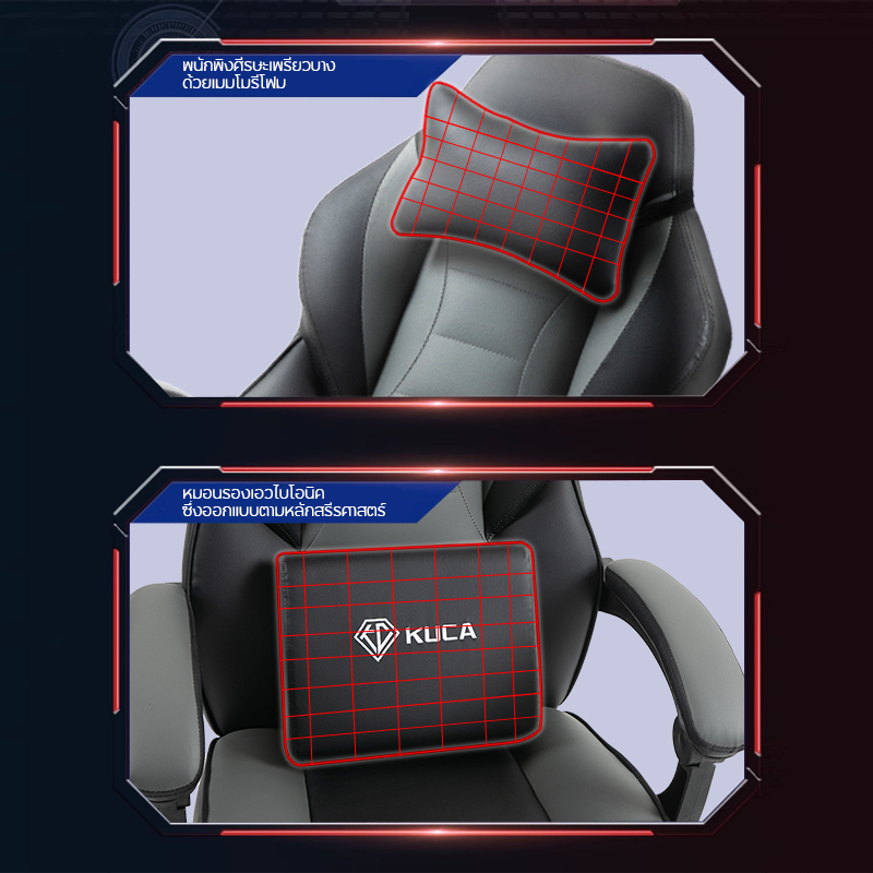 KUCA เก้าอี้ระดับไฮเอนด์ เก้าอี้ทํางาน Ergonomic ปรับเอียงและสูงได้ เก้าอี้ทำงานเพื่อสุขภาพ รับน้ำหนักได้ 200 kg. [รับประกัน 5 ปี]