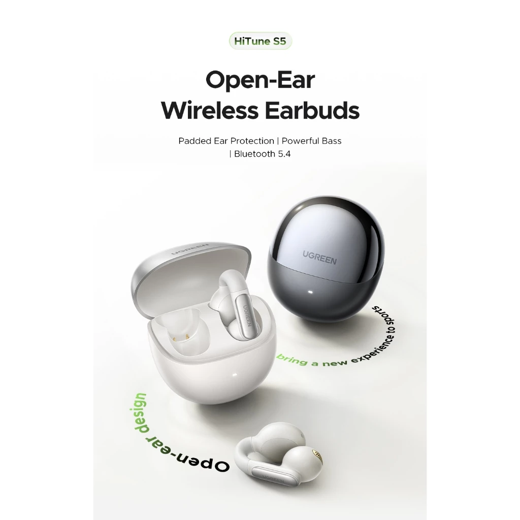 UGREEN HiTune S5 รุ่น WS210 หูฟังไร้สายบลูทูธ 5.4 หูฟังเกี่ยวหูไร้สาย ใช้งานง่าย เสียงชัด พร้อมไมค์ในตัว https://wayoza.com