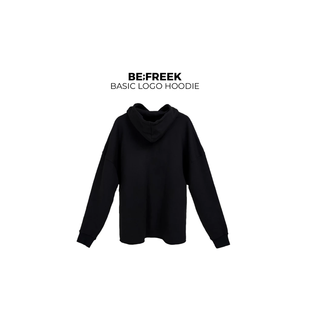 BE;FREEK BLACK Basic Logo Hoodie (Available Now) เสื้อฮู้ดดี้ โลโก้ สีดำ https://wayoza.com
