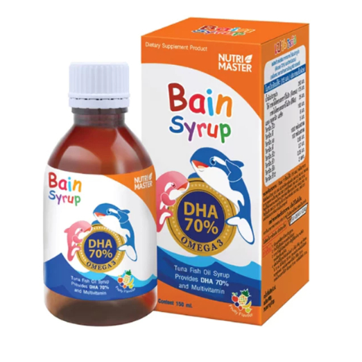 Bain Syrup 150ml. น้ำมันปลาเบนไซรัป มีโอเมก้า 3 ที่ทีสัดส่วนของ DHA ...