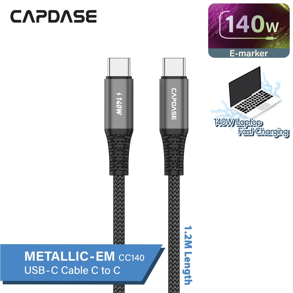 Cable Matters 2-in-1 USB C Cable - 6ft 140W Braided Charging Cable For Laptop & Phone