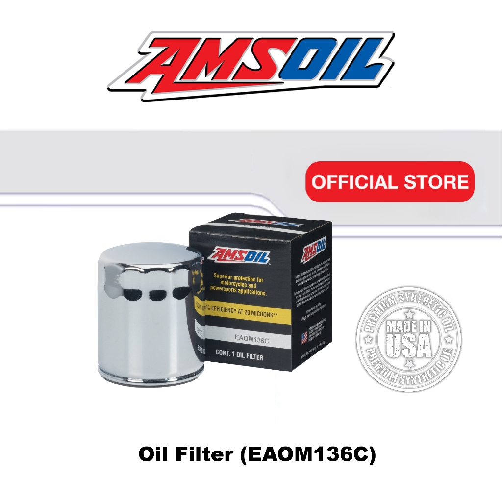 (A-FTEAOM136C) AMSOIL Oil Filter EAOM136C สำหรับ Harley (Chrome ...