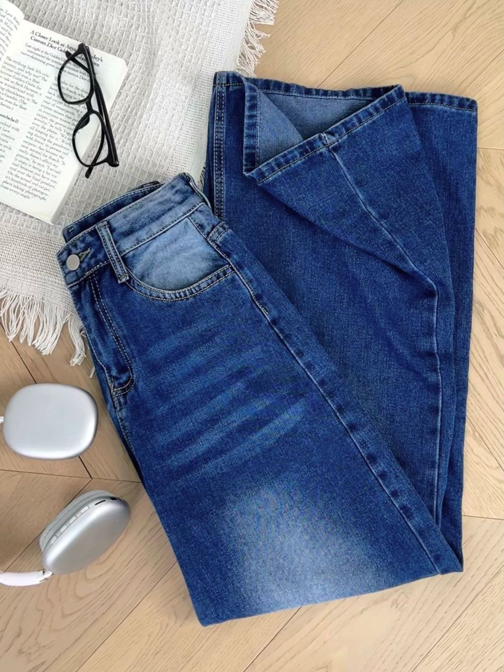 7สี กางเกงยีนส์ กางเกงกระบอก สีวินเทจ เอวสูง ทรงสวย#1153 - 5