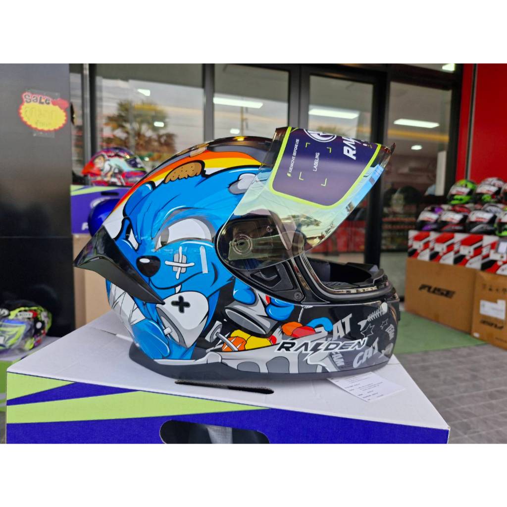 หมวกกันน็อคเต็มใบ RAIDEN รุ่น EXON ลาย BUDDY รองรับการติดตั้ง Bluetooth ...