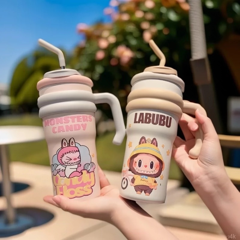 ใหม่!!ถ้วยกาแฟ labubu แก้วน้ำสแตนเลส แบบพกพาได้ แตนเลส304ความจุขนาดใหญ่ ...