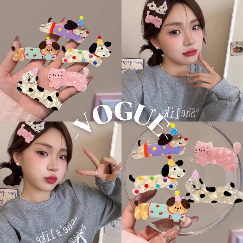 Vogue🌟พร้อมส่ง🌟น่ารักลูกสุนัขแมวกิ๊บสาวผมหักเรียบกิ๊บขนาดเล็ก (VO-4)
