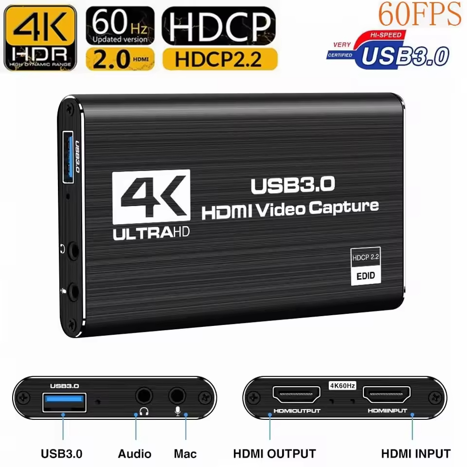 4K HDMI Video Capture Card, USB3.0 60Hz Drive för Capture Card High ...