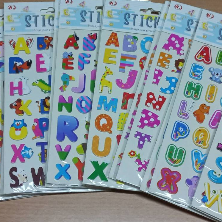 สติกเกอร์ตัวอักษรABC/0-9/ลายการ์ตูนนูนสวยน่ารักสีสันสดใส | Shopee Thailand