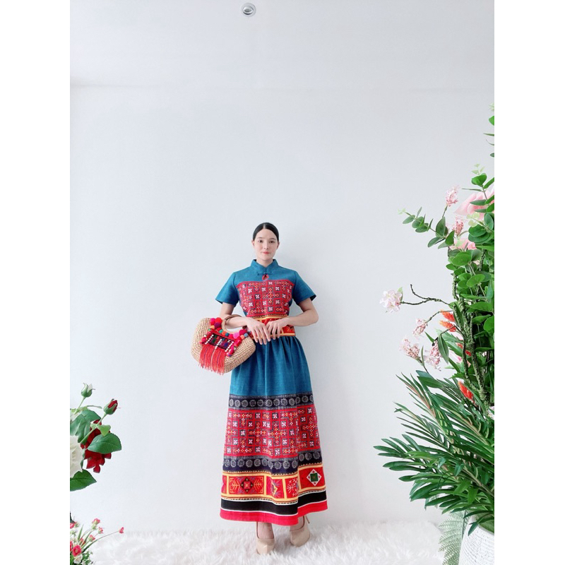 งานเซทผ้าใยกัญชงทอมือลายผ้าม้งธเบตงานปักมือพิเศษ | Shopee Thailand