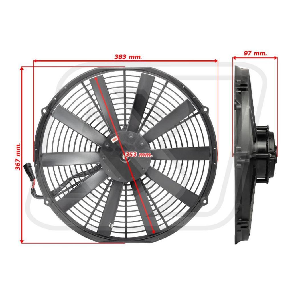 Radiator Fan พัดลมไฟฟ้า Billion Flow 2200 12v 15นิ้ว (ใบตรง-แบบดูด ...