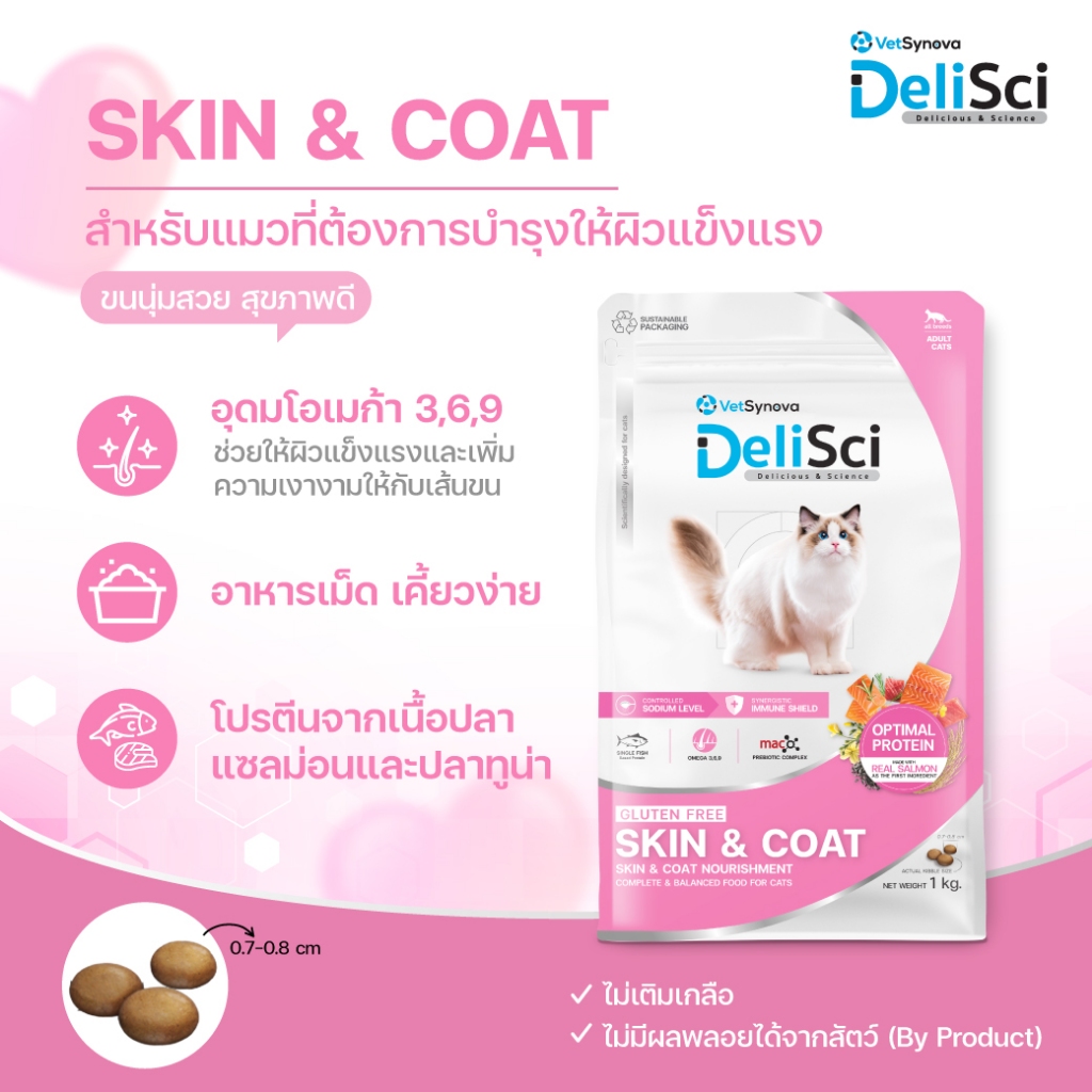 DeliSci Dry อาหารแมวเดลิซาย Skin&Coat Mother&Kitten ขนาด 1 กิโลกรัม ...