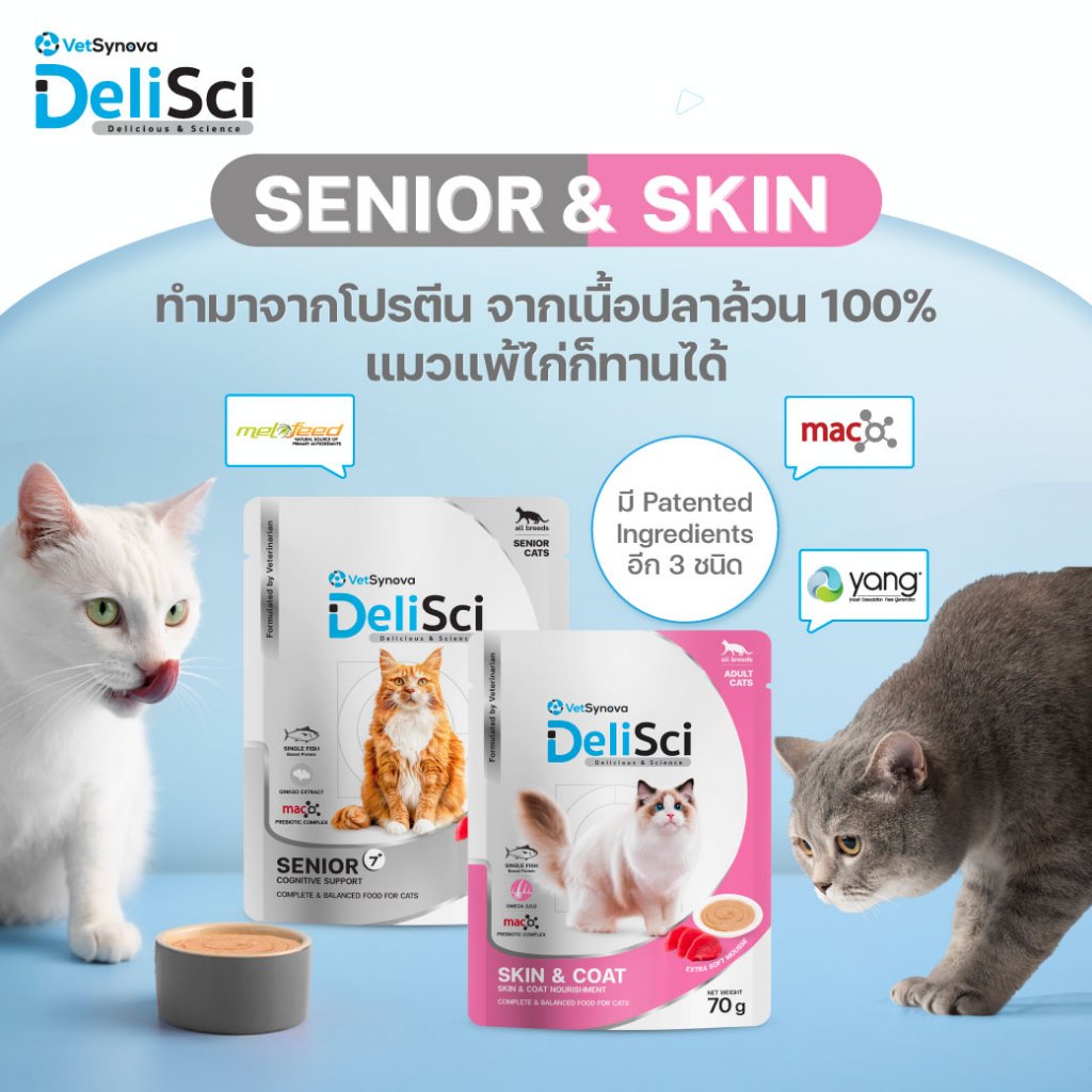 DeliSci อาหารเปียก เดลิซาย สูตร Skin&Coat และ Senior 70g | Shopee Thailand