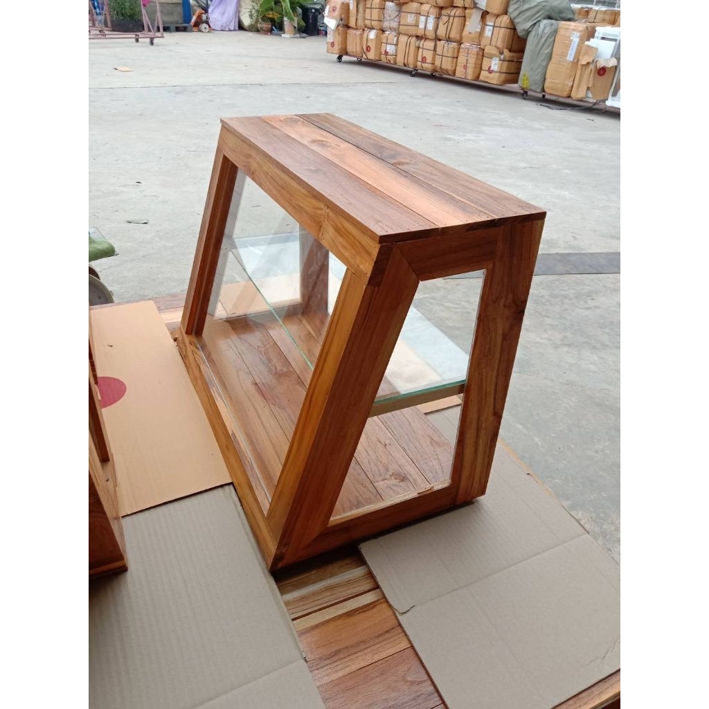 ตู้ขนมกลางไม้สัก กดสั่งครั้งละ 1 ขนาด 57*32*41ซม. | Shopee Thailand