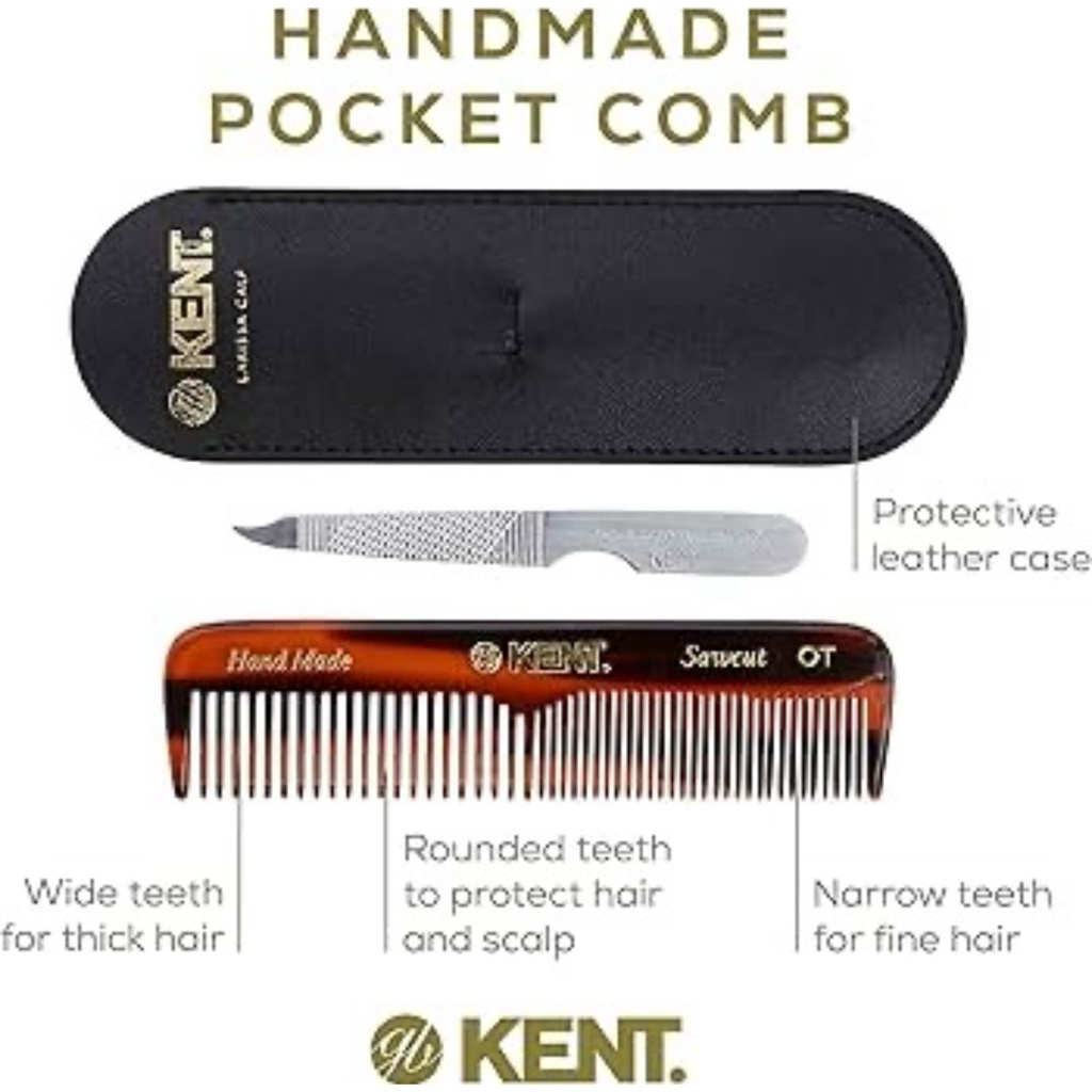 หวี KENT รุ่น NU19 Handmade 112mm OT Pocket Comb with Nail File in ...