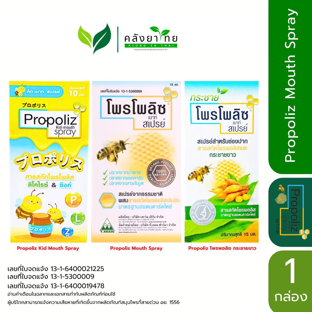 Propoliz Mouth Spray สเปรย์พ่นคอ โพรโพลิซ สเปรย์ฉีดปาก 10-15 มล. ...