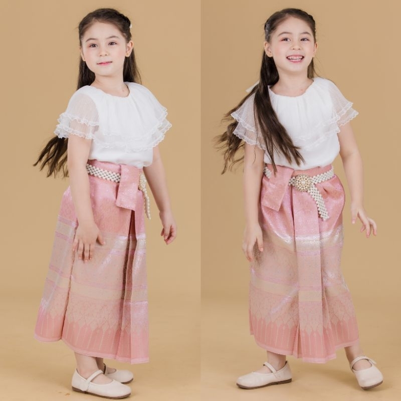 ชุดไทยเด็กบัวบงกช ผ้านุ่มละมุน ใส่ทำบุญ สวยหวาน พร้อมส่ง (ไม่มีกล่องแบรนด์) มุมมองที่ 4