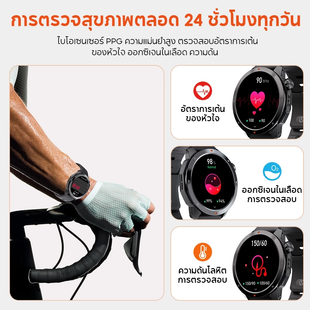 Aolon Navi R3 GPS สมาร์ทวอทช์ 1.43 นิ้ว นาฬิกาวิ่ง Amoled นาฬิกา โทรผ่านบลูทูธ 370mAh 7-10 วัน IP68 กันน้ํา ภาษาไทย https://wayoza.com