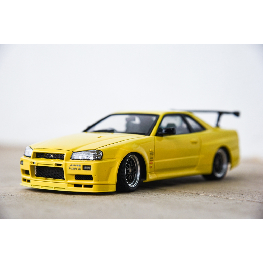 Nissan GTR R34 1/24 สีเหลืองตั้งโชว์ได้เลย Model รถประกอบทำสีประกอบ ...