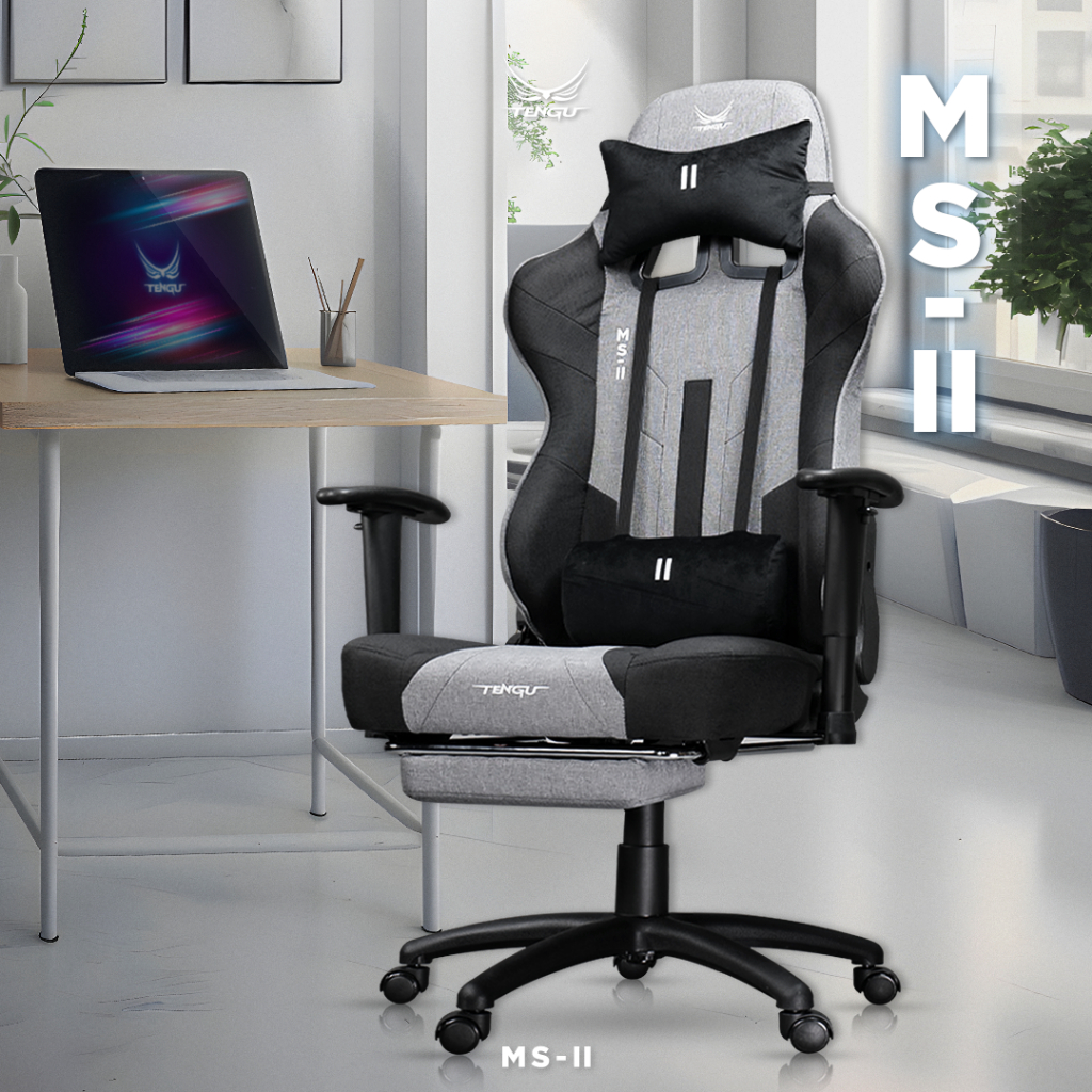 Tengu MS-ll เก้าอี้เกมมิ่ง gaming chair E-Sport รุ่น MS-ll เก้าอี้สีเทา เก้าอี้สีดำ เก้าอี้สีขาว รับน้ำหนัก 150 kg. เอนนอนได้ 180 องศา แขนปรับ 3D เก้าอี้เกมมิ่งเพื่อสุขภาพ