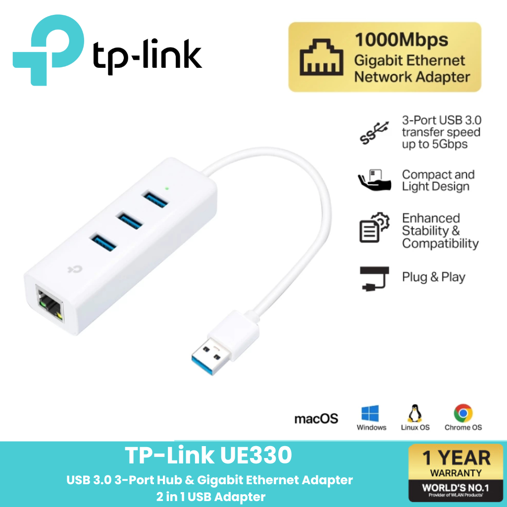 TP-Link UE330 (USB 3.0) ฮับยูเอสบี พร้อมพอร์ต Gigabit Ethernet แค่ ...