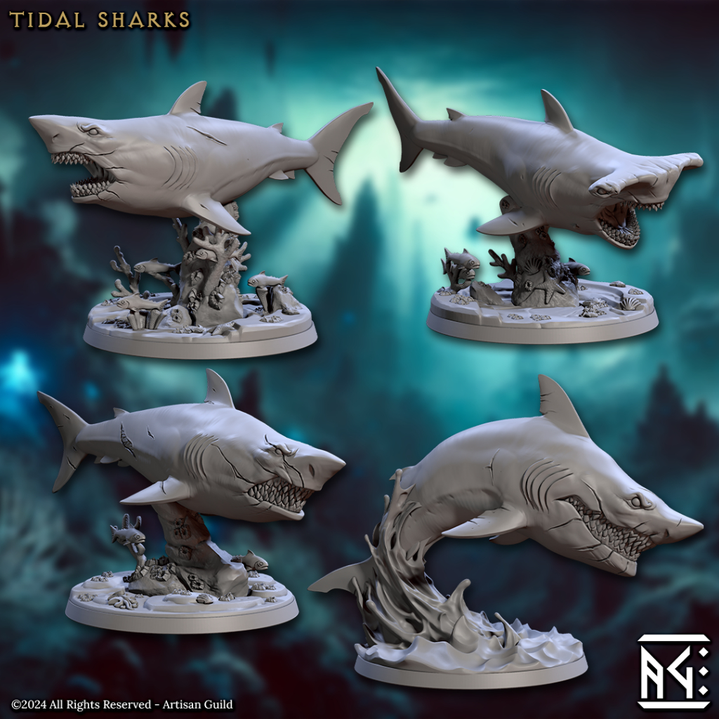 Tidal Shark - Mirmidons of the Death-Tide - Beast Shark / 32mm scale 3D ...