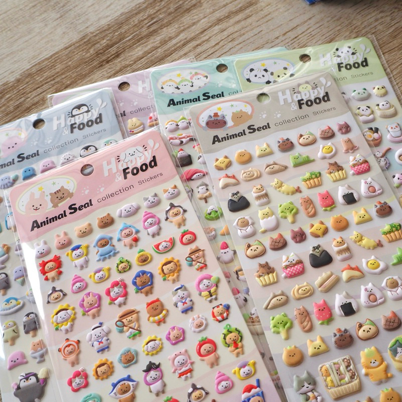 สติ๊กเกอร์นูนโฟมรูปสัตว์สุดน่ารัก Happy food Sticker DIY Decoration 8 ...