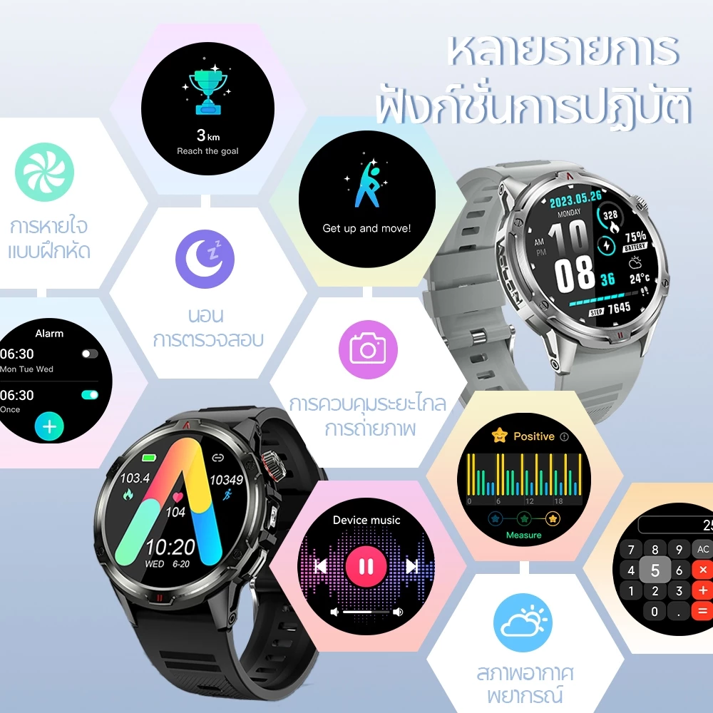 Aolon Tetra R4 นาฬิกา smart watch 1.43 นิ้ว Amoled หน้าจอ AOD จะแสดงเสมอ 350mAh นาฬิกาวิ่ง การตรวจจับข้อมูลสุขภาพตลอด 24 ชั่วโมง
