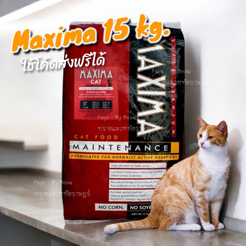 [โค้ดส่งฟรี] 🔥 ยกกระสอบ 15 kg 🔥 MAXIMA CAT อาหารแมว แม็กซิม่า อาหารเม็ด ...