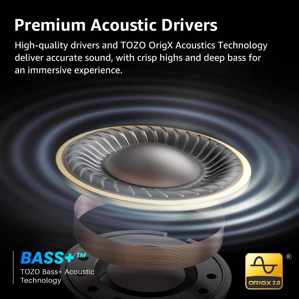 TOZO AeroSound 3 หูฟังบลูทูธ หูฟังไร้สาย หูฟังอินเอีย เบสหนัก Bluetooth 5.4 IPX5 Game Mode