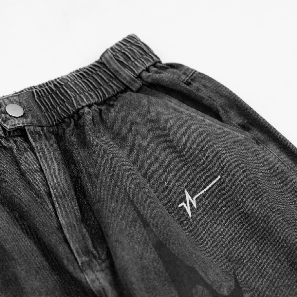 URTHE - กางเกง ขายาว Col. DARKWAVE รุ่น DW TROUSERS สีดำอ่อน สีดำเข้ม