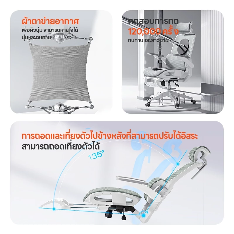 Xpanse รุ่น W202 เก้าอี้สุขภาพ Ergonomic รองรับเอวและปรับท่าทาง ฟังก์ชั่นครบครันเพื่อการทำงานที่สบายและมีประสิทธิภาพสูงสุด