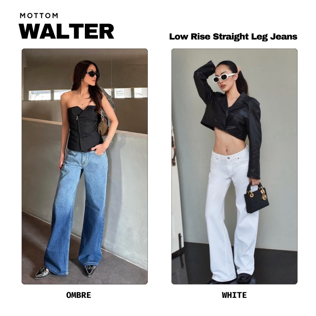 MOTTOM - WALTER Low Waist Straight Jeans | Shopee Thailand
