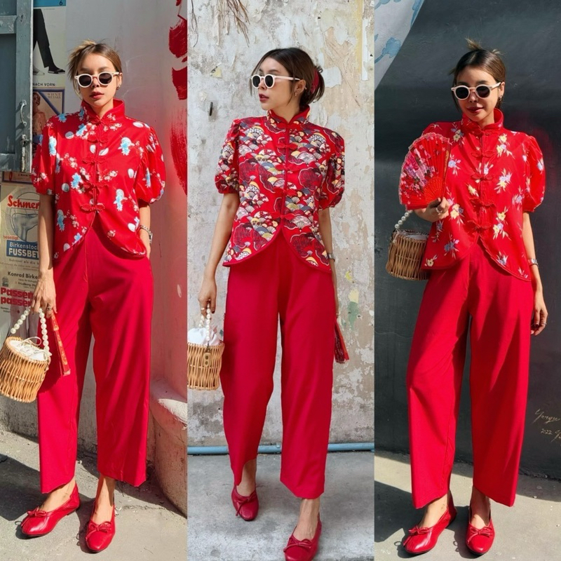 Chinese Style Set เสื้อลายคอจีน | Shopee Thailand