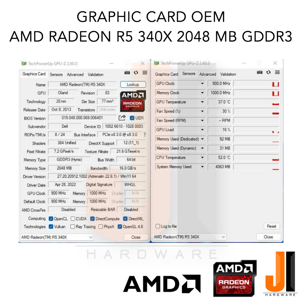 Graphic Card AMD Radeon R5 340X 2048MB 64-Bit GDDR3 OEM (สินค้ามือสอง ...