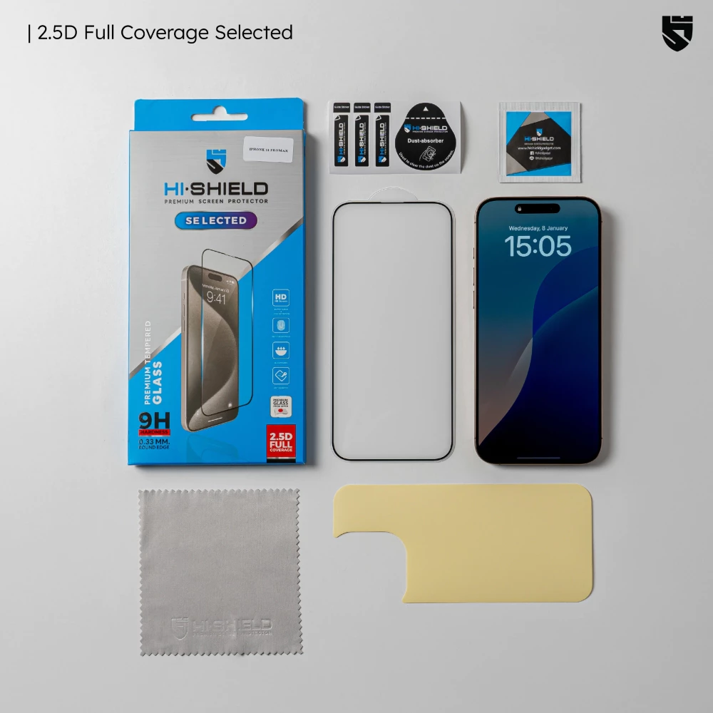 HI-SHIELD ฟิล์มกระจก 2.5D จบปัญหาจอเป็นรอย คราบมันกวนใจ ในราคาประหยัด (hi shield selected ฟิล์ม กระจก iphone full coverage 2.5 d) 2