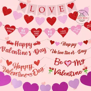 โปรโมชั่น Flash Sale : ป้ายวาเลนไทน์  ธงวาเลนไทน์ ธงราวหัวใจ วันแห่งความรัก LOVE Happy Valentine