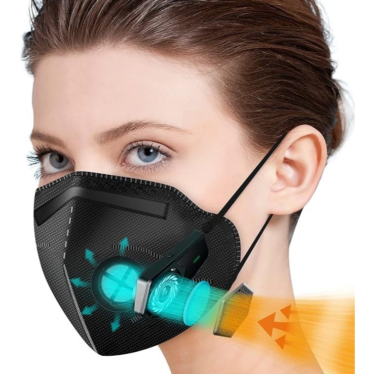 koalite Electric Fan Maskes with Five Filter,Air Supply,Breathe freely,for Outdoor sports and work protection