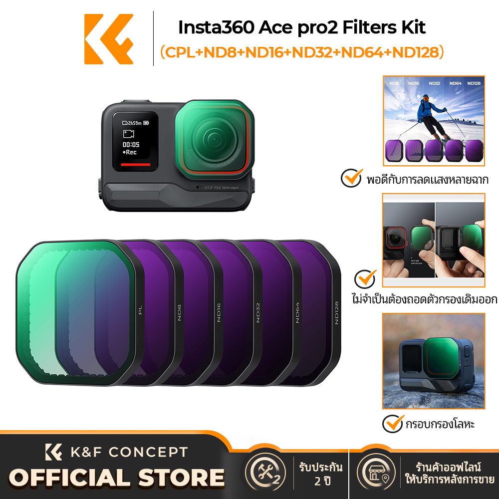 K&F Concept Hybride ND PL Filter voor Insta-360 Ace Pro 2, Neutrale Dichtheid Polarisator 2in1 Filter, Lichtreductie Anti-verblinding, HD Optisch Glas Multi-gecoat Filter Kit