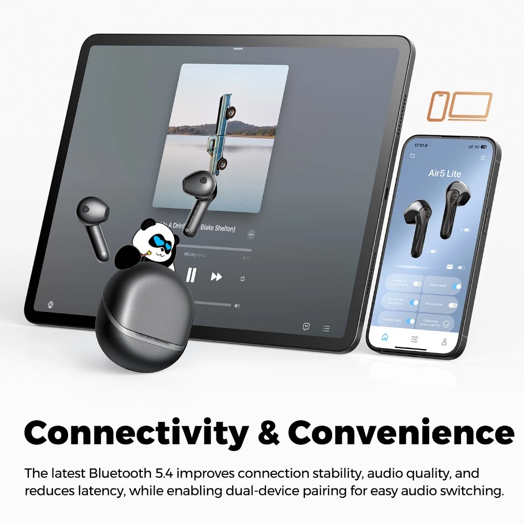 SOUNDPEATS Air5 Lite หูฟังบลูทูธ 5.4 Hi-Res LDAC หูฟังไร้สาย มี Game Mode True Wireless