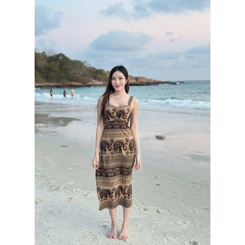 เดรสสายเดี่ยว กระโปรงยาว