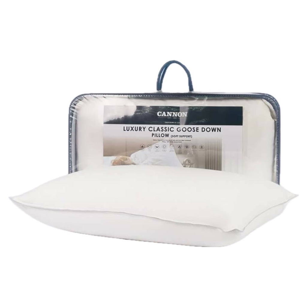 CANNON รุ่น Luxury Classic Down หมอนหนุน Soft Support ขนาด 74x48 ซม. มอบการรองรับที่นุ่มนวลเป็นพิเศษด้วยโครงสร้างขนห่านแท้ 100% เพื่อการพักผ่อนระดับลักซ์ชัวรี