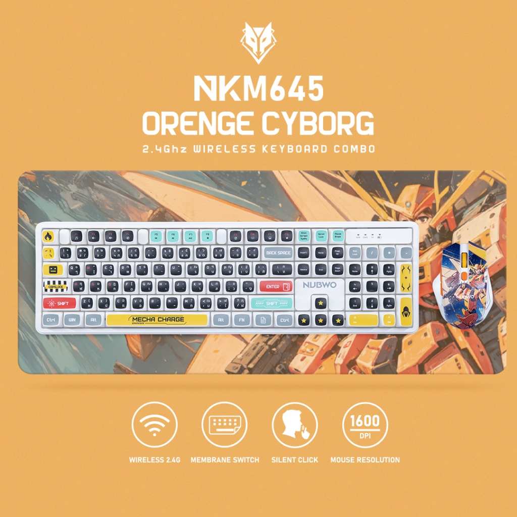 Nubwo NKM-645 Keyboard+Mouse Wireless RubberDomeSwitch แป้นพิมพ์ชุด ...