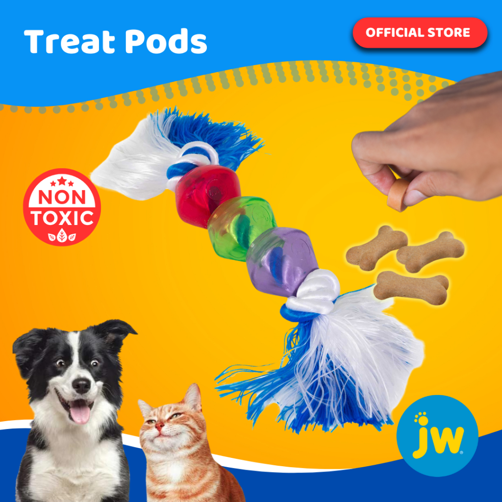JW Treat Pods Rope Dog Toy เชือกดึงพร้อมยางหุ้มซ่อนขนมได้ ฝึกทักษะ