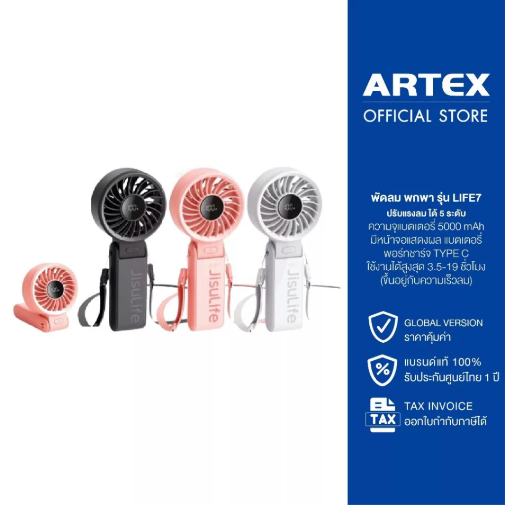 Artex home - Jisulife Life 7 พัดลมขนาดเล็ก 5สปีดลมแรง แบบพกพา 5000 ...