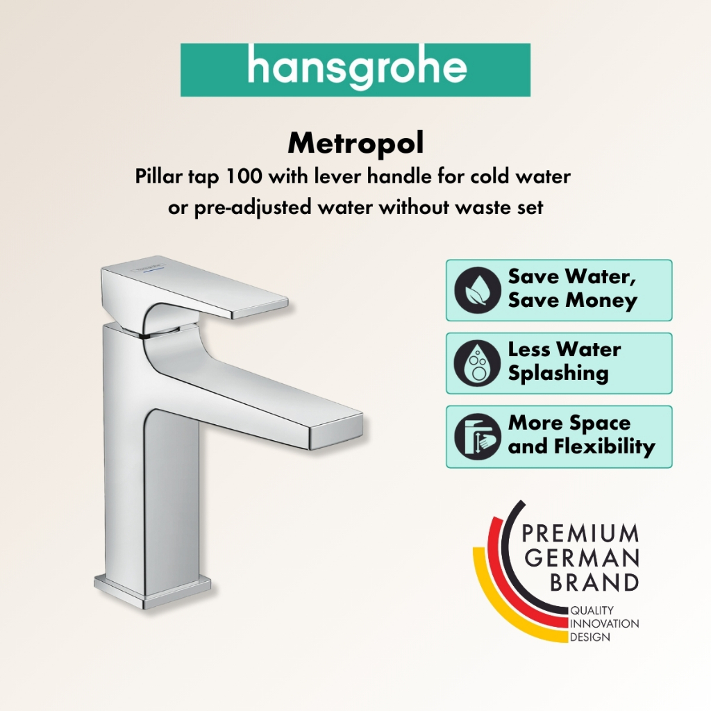 Hansgrohe Metropol ก๊อกผสม 100 มม. แบบก้านโยก หัวก๊อกดึงเข้าออกได้ ...