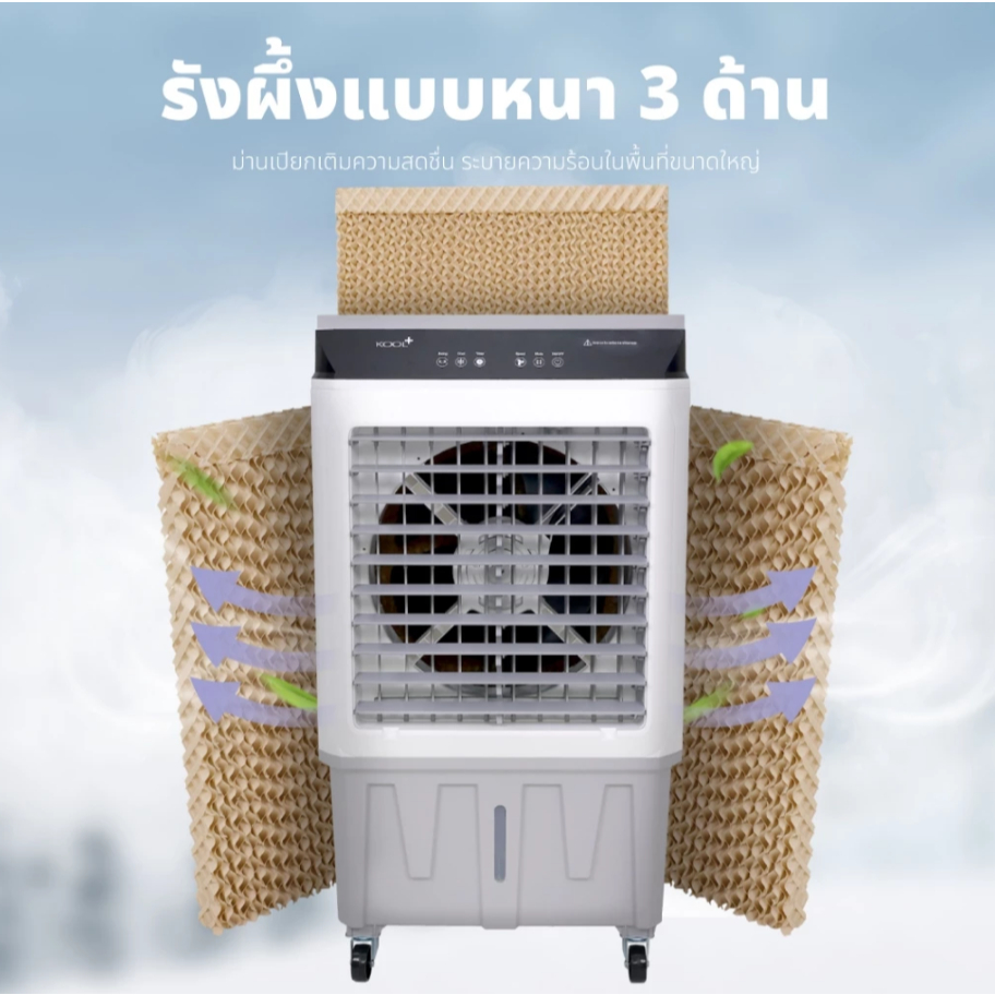 KOOL+ พัดลมไอเย็น รุ่น AC-801 (ขาว-เทา) แถมฟรี cooling pack 4 ชิ้น พัด ...
