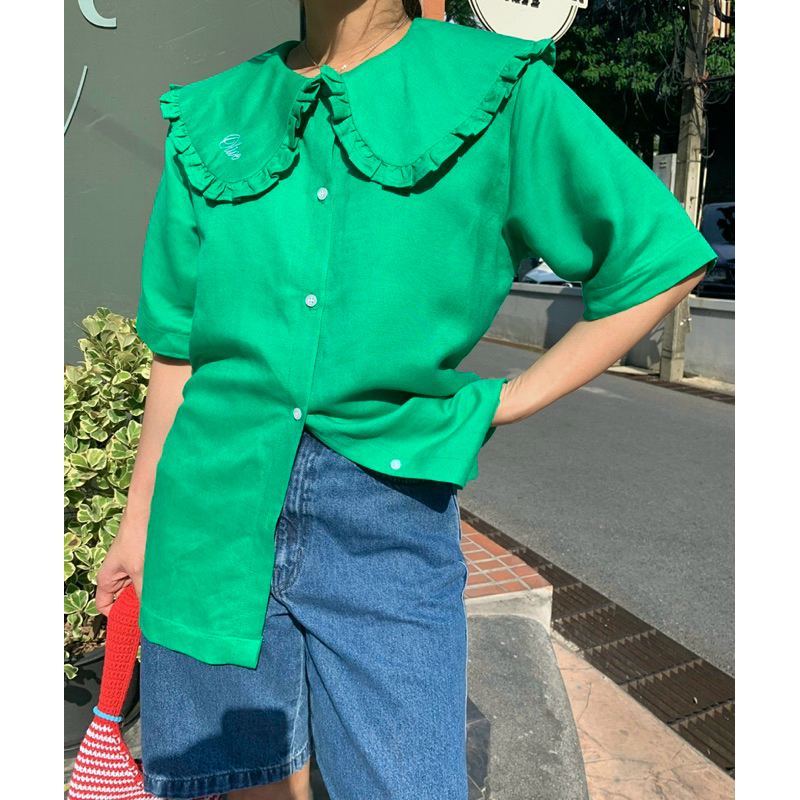 Charlotte irony | Olive Collar Shirt