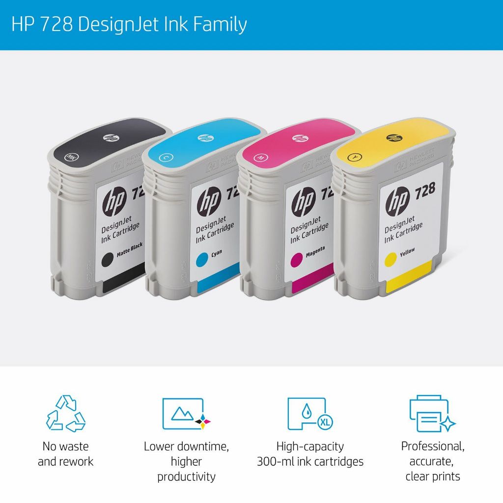 ส่งด่วน ] HP 728 / 728B Black/Tri-Color (ตลับหมึกสี/สีดำ